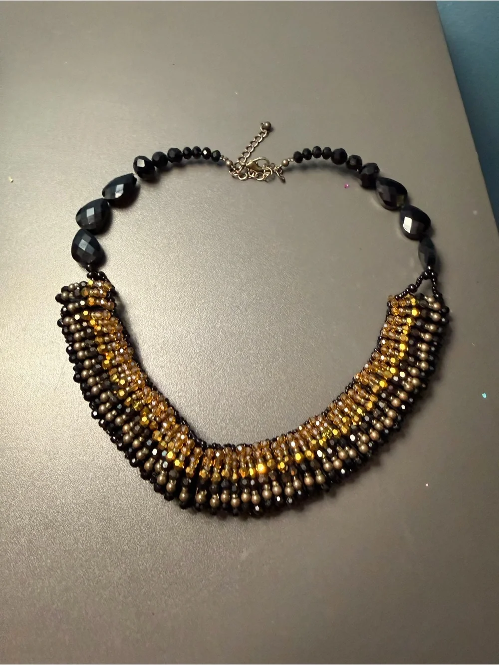 & Other Stories Black and Gold Multi-Strand Beaded Necklace